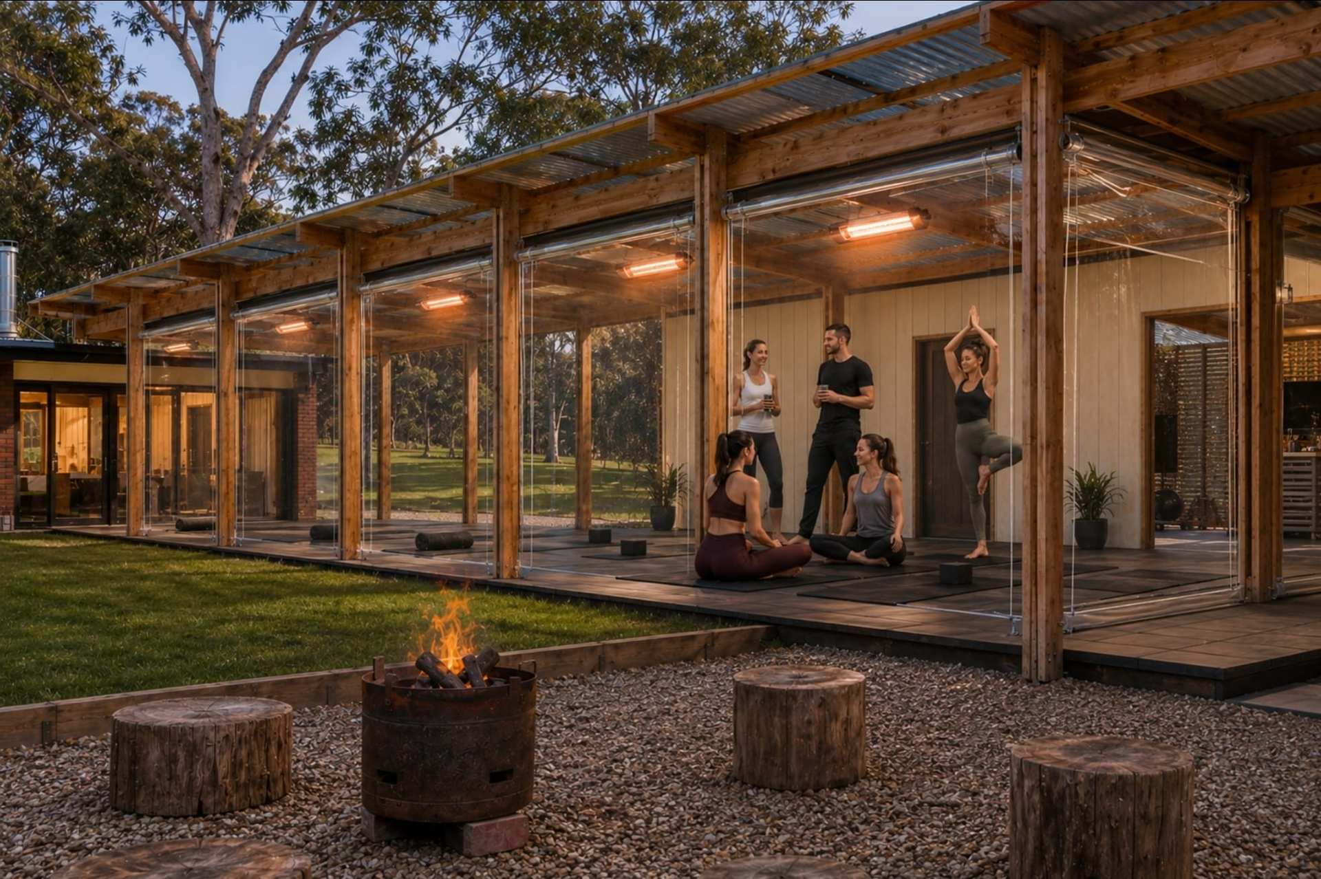 Evening fire pit